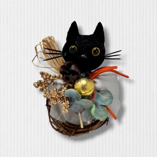 ご購入済みリメイク鉢ハロウィンコウモリ鉢 黒猫とジャック.オ