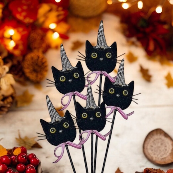 黒猫ピック hp-6105pu パープル 黒 ねこ かわいい ハロウィン