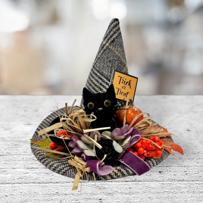 ハロウィンリース　オーナメント　ハンドメイド　三日月リース　クレセント　黒猫 三日月と黒猫のリース☆gray | iichi 日々の暮らしを心地よく
