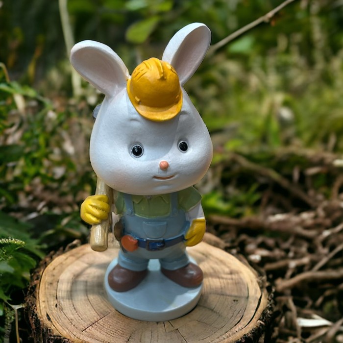 ミニチュアアニマル うさぎ 大工さん 癒し 兎 カントリー かわいい