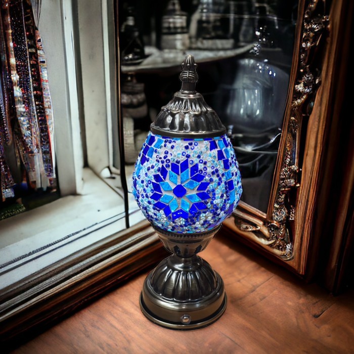 モザイクランプ 充電式 青 テーブルライト デスクライト フロアライト