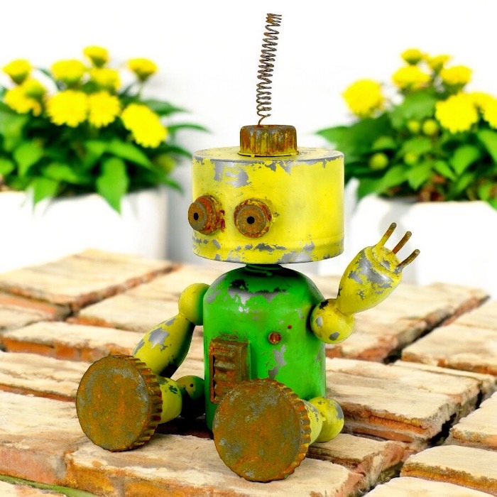 大きなロボット ブリキ製 ガーデニング レトロ お庭づくり 園芸