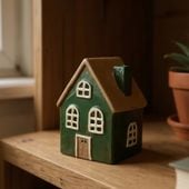 香炉 フクロウ 縁起物 ミミズク ミニ E18040-18041 高さ9cm 青 茶色 福