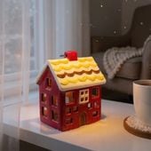 クリスマス 陶器製装飾品 キャンドルホルダー　インテリア　置物 キャンドルハウス キャンドルホルダー おうち 家 陶器 ランタン