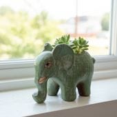 アニマルポット 象 ゾウ 陶器 フラワーポット 鉢 植木鉢 鉢底穴あり