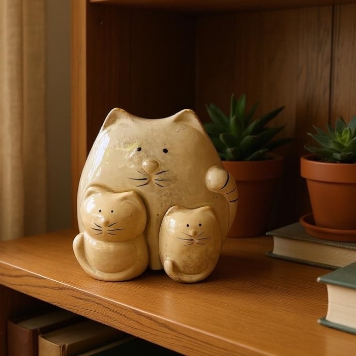 【美品】ねこ　とら　陶器　オブジェ　置物　インテリア　工芸品　美術品　A3327 cjzmbj04151mhjha1g-1.jpg