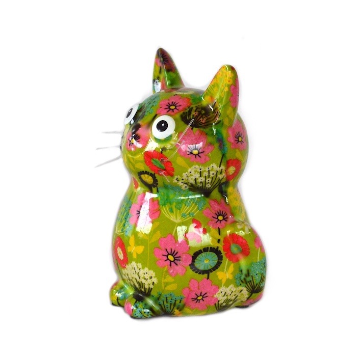 猫の貯金箱 03 花 お金 ねこ 金運 ポンピドゥ アート かわいい おしゃれ マネーバンク 置き物 猫 三和ポチット