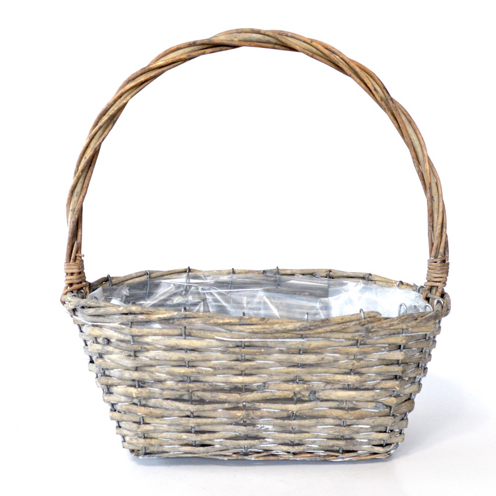 バスケット プランター ウィロー角型 ロングハンドル 小 5248 ポット かご カゴ 寄せ植え ガーデニング ナチュラル アンティーク インテリア雑貨 ガーデニング用品 三和ポチット