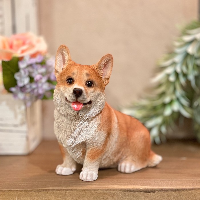 ドッグオーナメント コーギー おすわり 犬 置物 オブジェ インテリア