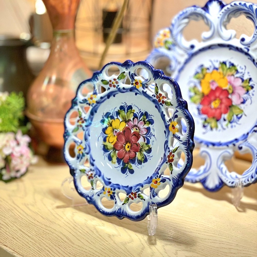 絵皿 ポルトガル 手描き PAIREAL フェアリアル 花柄 ブルー 直径約20cm 陶器 食器 食卓 皿 トレイ 壁掛け 飾り絵 装飾品 装飾皿 PFA-477BL-ピノポチ