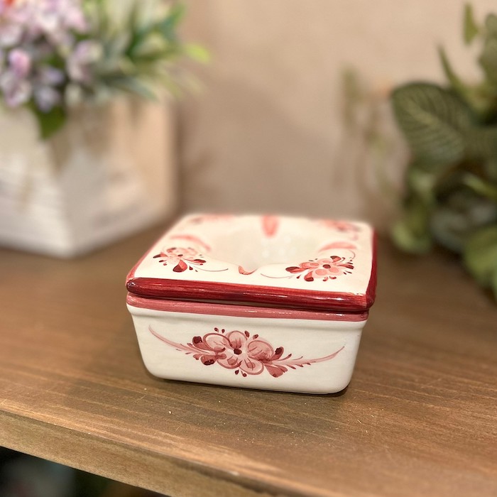 pfa-631p ポルトガル 灰皿 フタ付き 角 ピンク 灰皿 インテリア