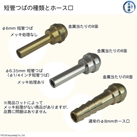 短管つば ( チューブ 変換継手 ) 　高圧ガス調整器 用 φ 6mm