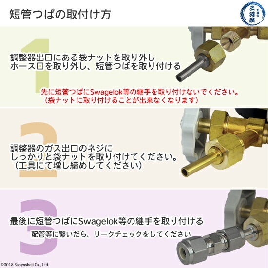 短管つば ( チューブ 変換継手 ) 高圧ガス調整器 用 φ 6.35mm(1/4