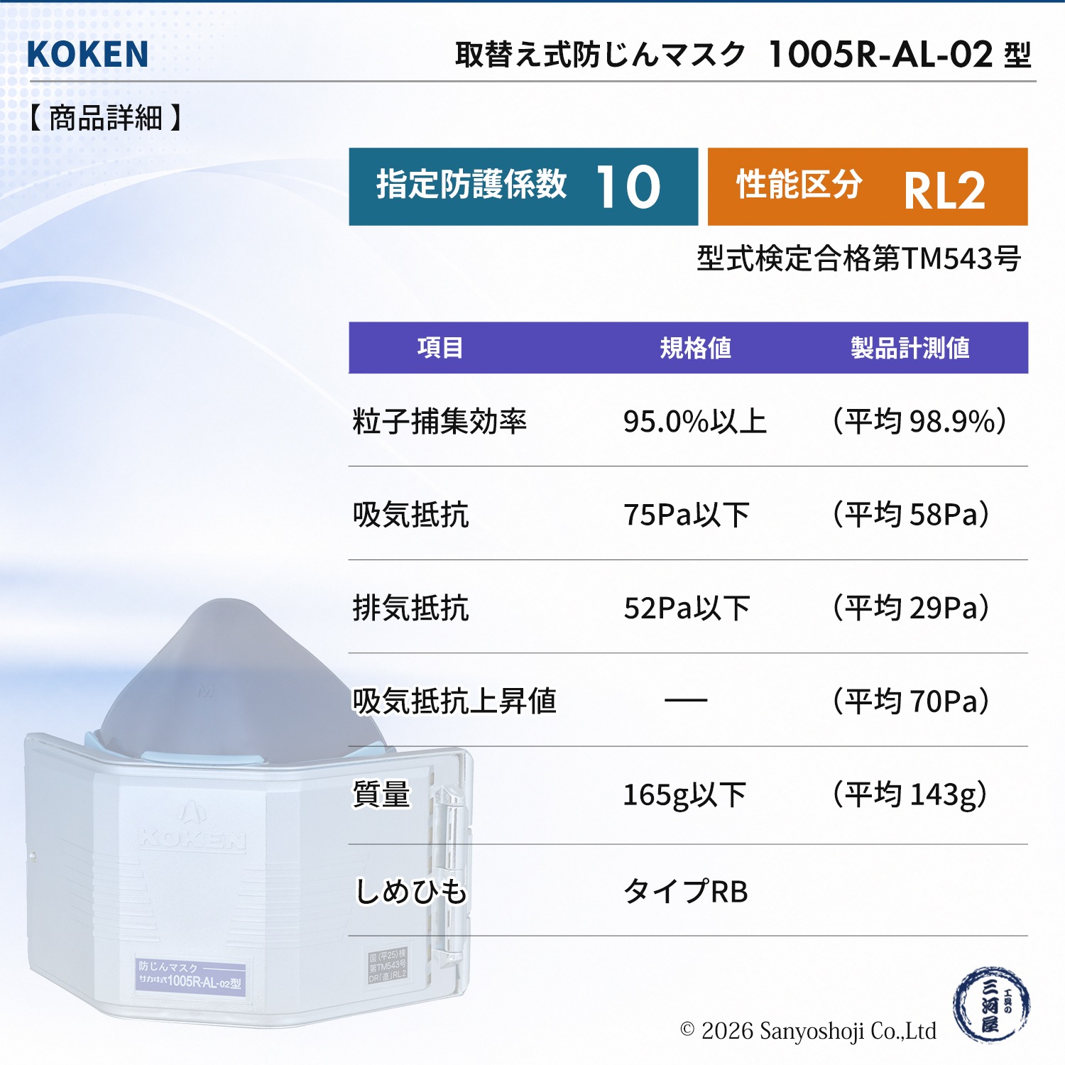 興研 取替え式防じんマスク サカヰ式 1005R-AL-02型 お得な 10個/箱