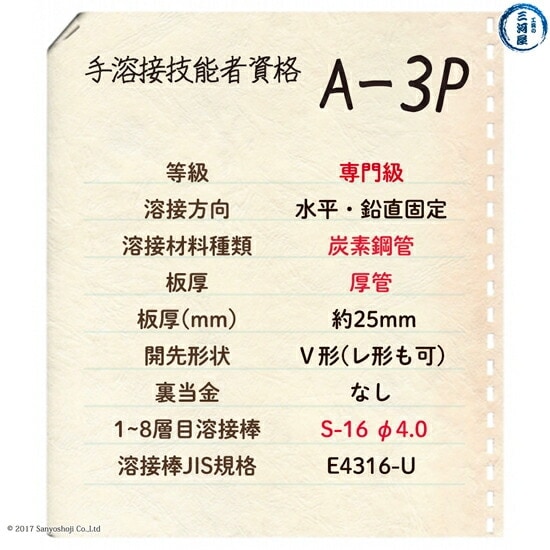 JIS 、 WES 溶接技能者 資格試験 A-3P ( A3P ) 用 溶接棒 セット（水平