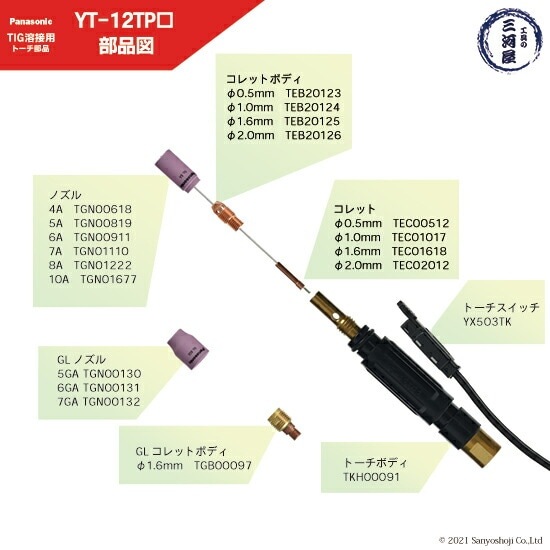 コレットボディ　コレット Panasonic ( パナソニック ) 標準 ガスレンズ コレットボディ φ 0.5 mm