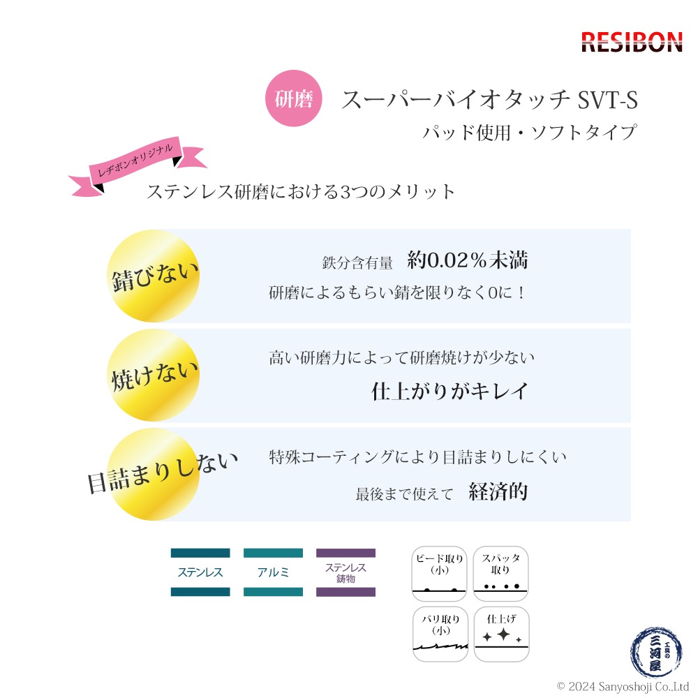 日本 レヂボン ( レジボン ) 研磨・研削砥石 スーパーバイオタッチ ソフト SVT-S 100x3x15 #36 200枚 ( 直送 ) SVTS1003-36 ( 代引き不可 )
