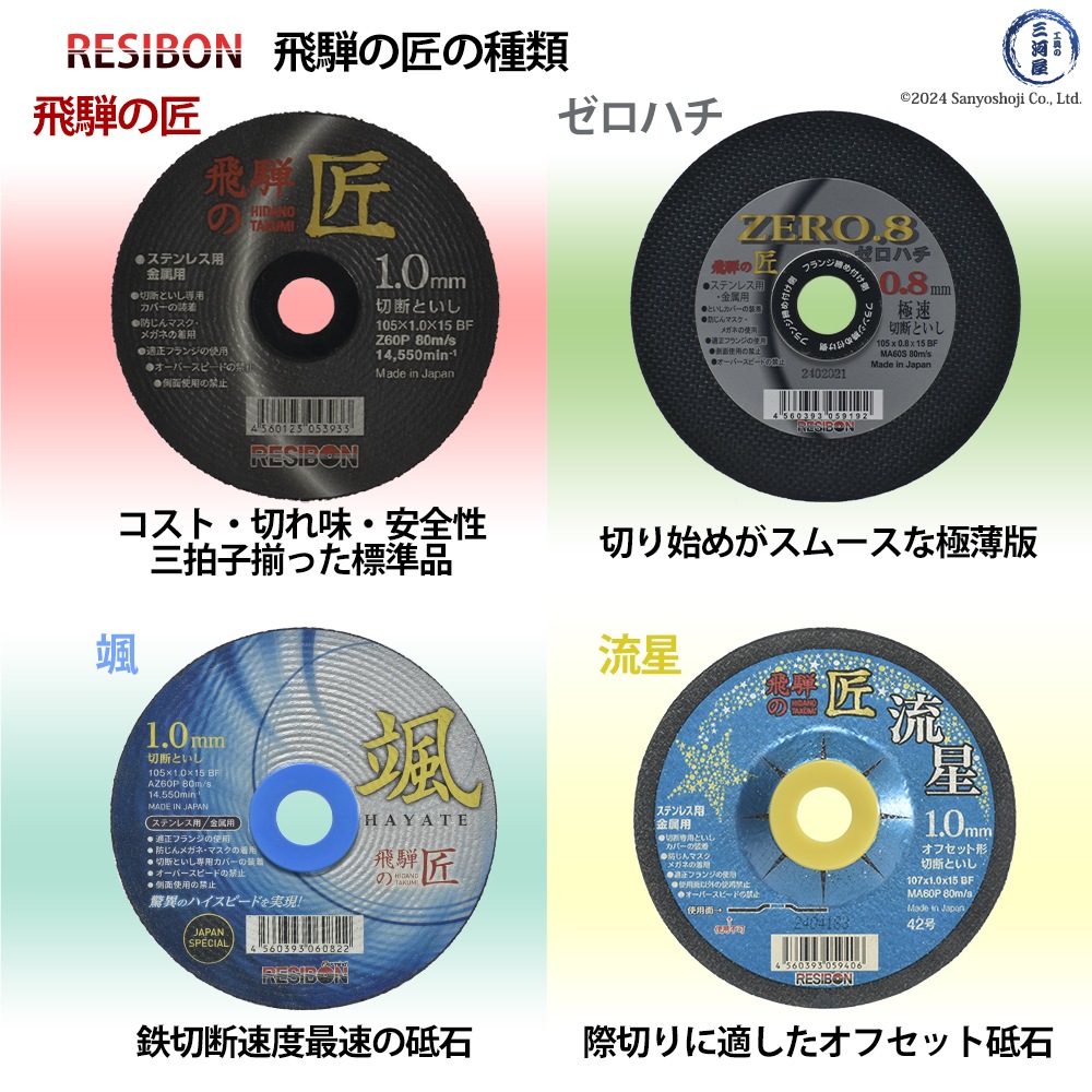 日本 レヂボン ( レジボン ) 切断砥石 飛騨の匠 08 ( ゼロハチ ・ ZERO