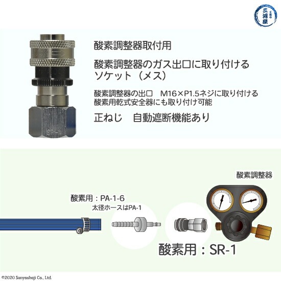 ヤマト産業 OKコック SR-1 酸素用(調整器取付口×カプラメス