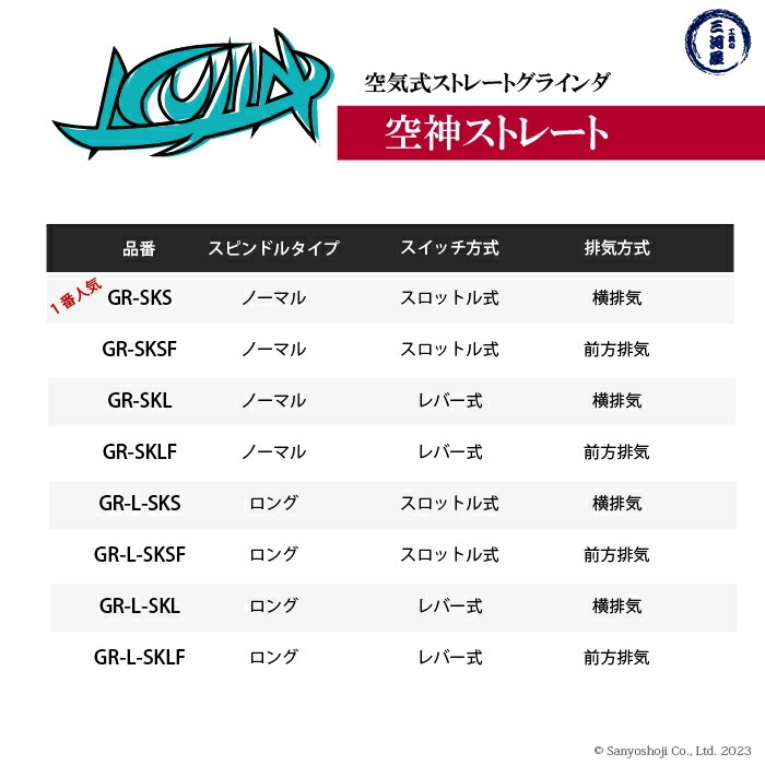 ニューレジストン ( ニューレジ )　空気式ストレートグラインダ 空神ストレート GR-SKS 1台 スロットル式 横排気 コレット寸法 6mm