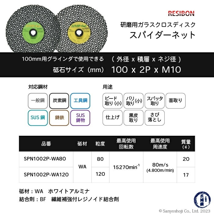 日本 レヂボン ( レジボン ) 研磨用ディスク スパイダーネット 専用