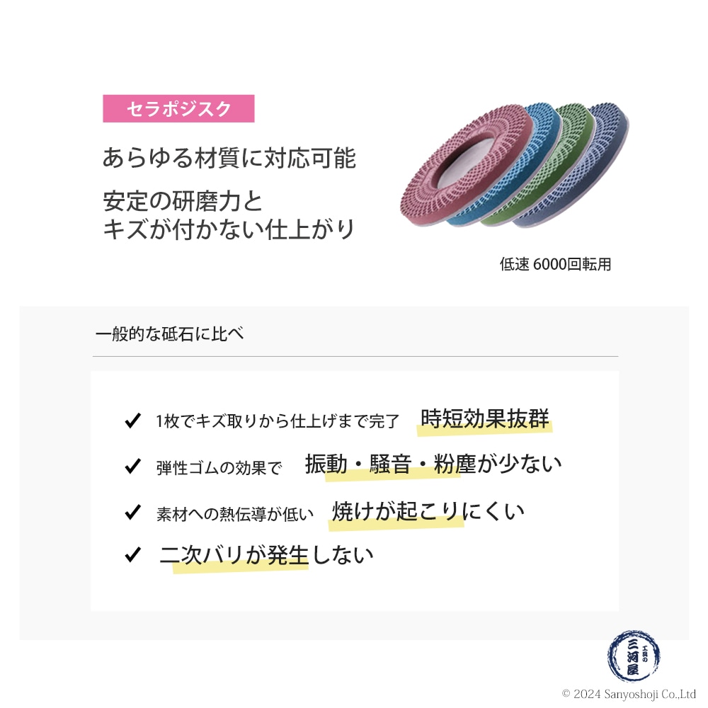 タクト ( TACT ) 研磨用 ゴム砥石 セラポジスク #80 φ100×7t×15穴 5枚