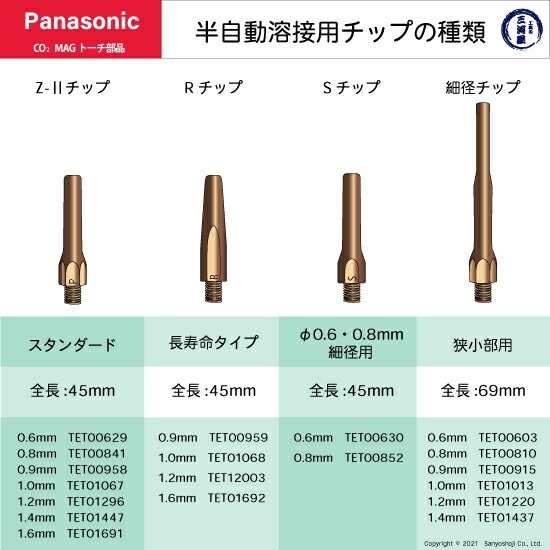 Panasonic ( パナソニック ) R チップ 0.9 mm用 TET00959 CO2 MAG 溶接