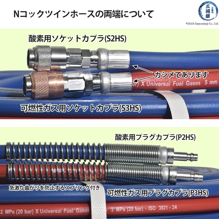 日酸TANAKA Nコック ツインホース2 NW5-5 可燃性ガス(アセチレン