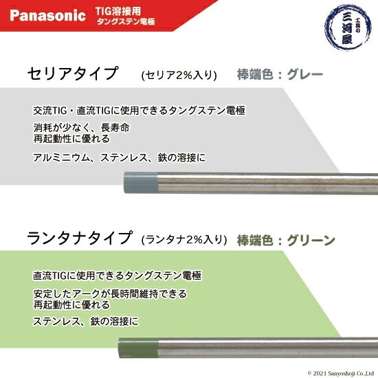 Panasonic ( パナソニック ) タングステン 電極棒 φ 2.0 mm YN20L2S