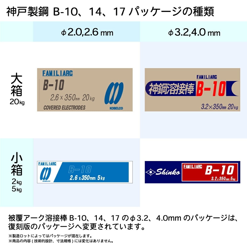 神戸製鋼 ( KOBELCO ) アーク溶接棒 B-17 ( B17 ) φ 4.0mm 400mm 小箱