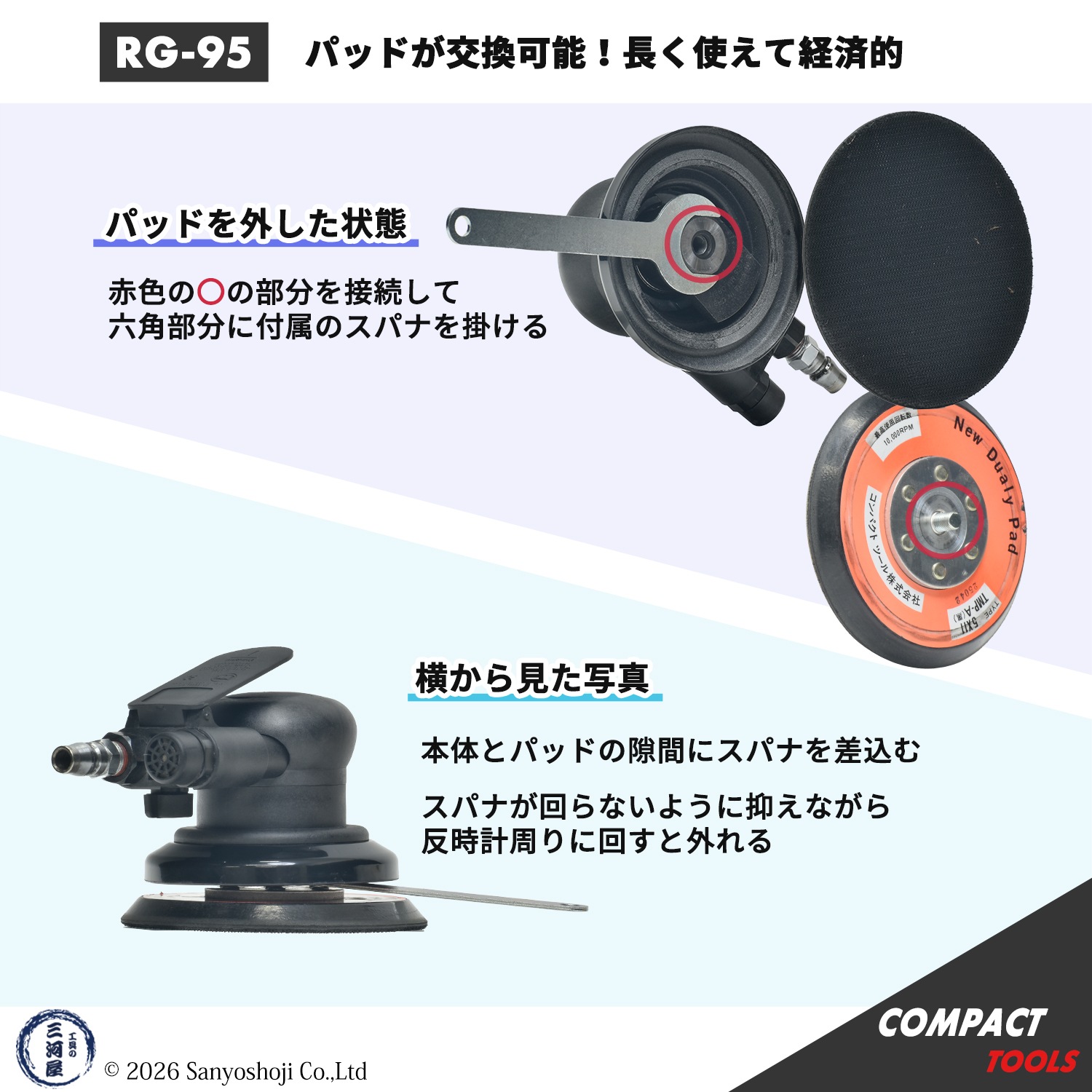 コンパクトツール 非吸塵式 ダブルアクションサンダー RG-95 交換用マジックパッド MPパッド 123φ（非吸塵型）5x11 TMP-A（黒） ( 直送 ) 28869MA ( 代引き不可 )