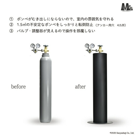 M'sクリエイト おしゃれな ボンベスタンド SimpleStand15-black 1500L