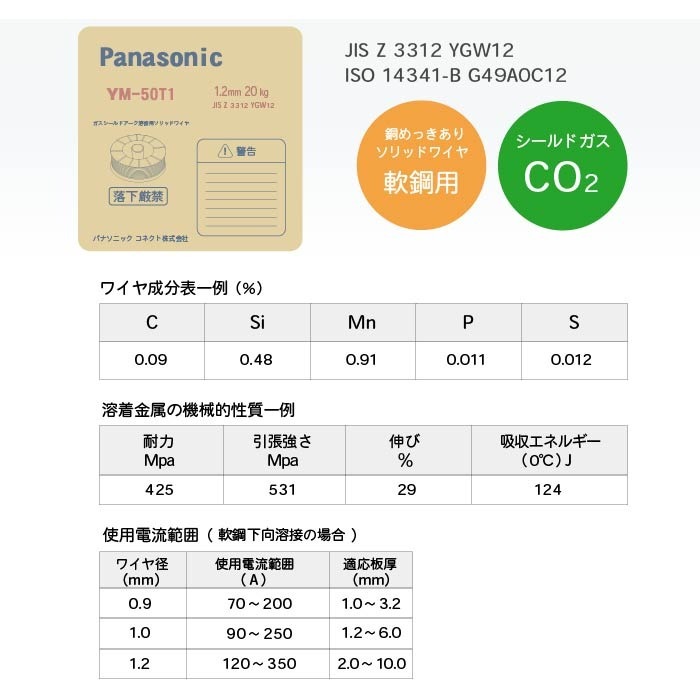 パナソニック　溶接ヤイヤー　ＹＭ－５０Ｔ１ Panasonic ( パナソニック ) 純正 溶接 ワイヤー YM-50T1 ( YM50T1
