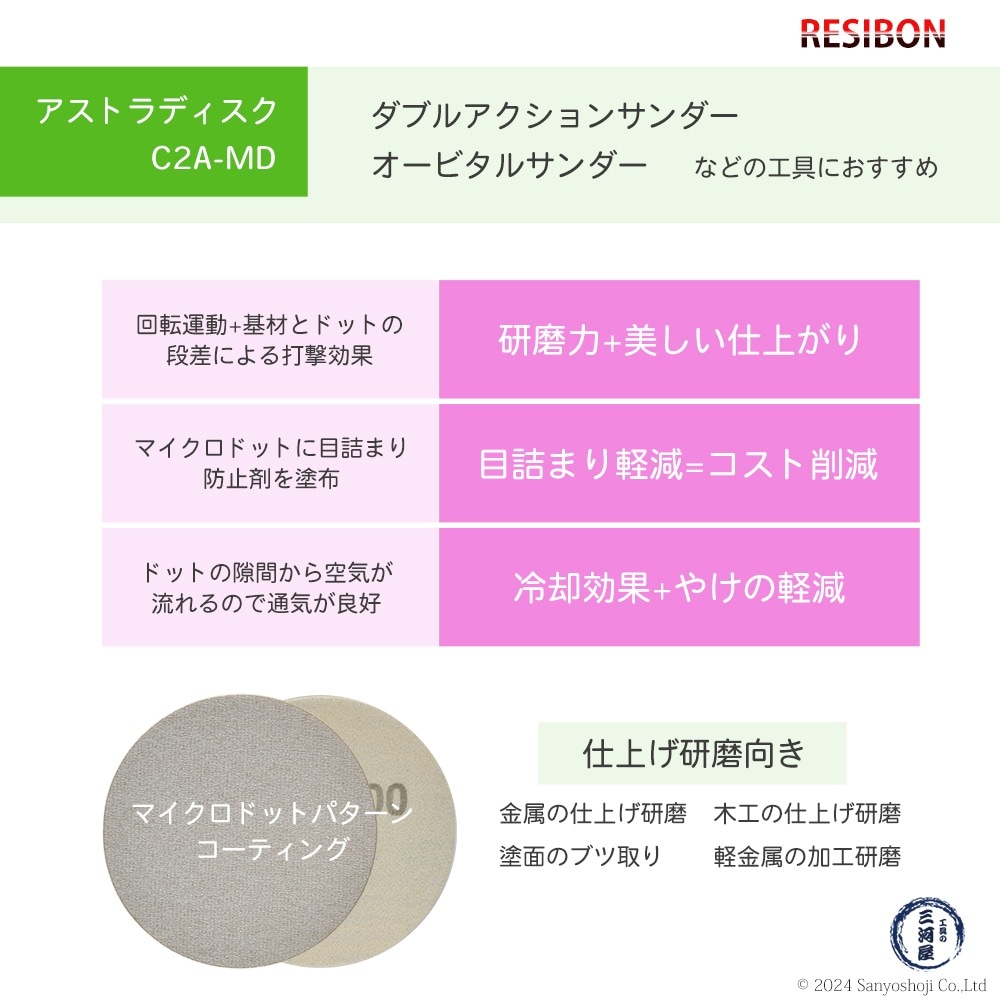 日本 レヂボン ( NCA ) アストラディスク (マジックタイプ穴無) #240 φ125mm お得な 500枚セット C2A-MD ASTRA ( 直送 ) 125D-MGV00A240 ( 代引き不可 )