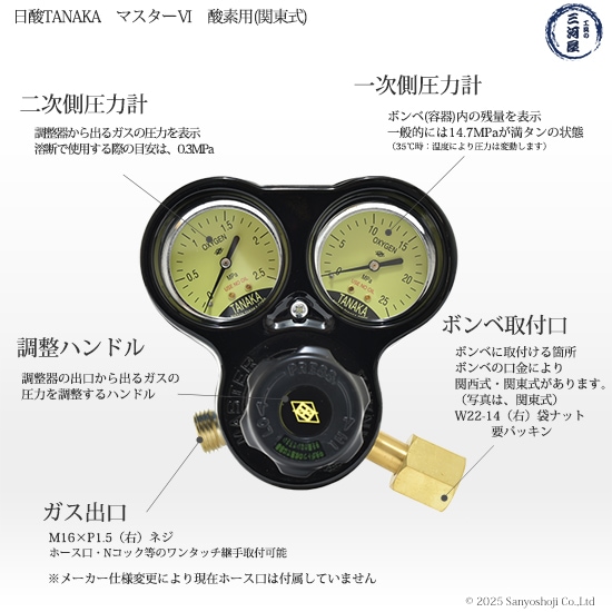 日酸TANAKA 酸素 圧力調整器 （ 関東式 ） マスター6 （OG