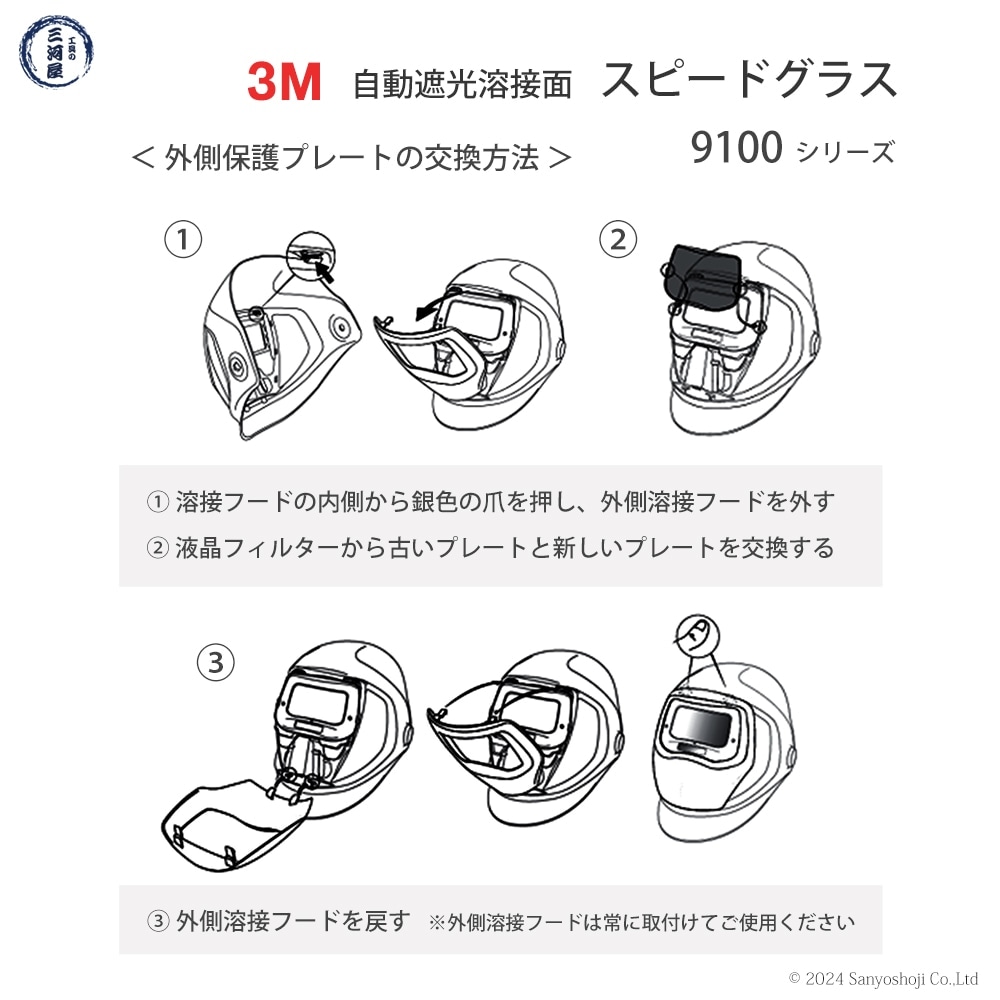 3M ( スリーエム ) スピードグラス 9100用 外側保護プレート 表面硬化