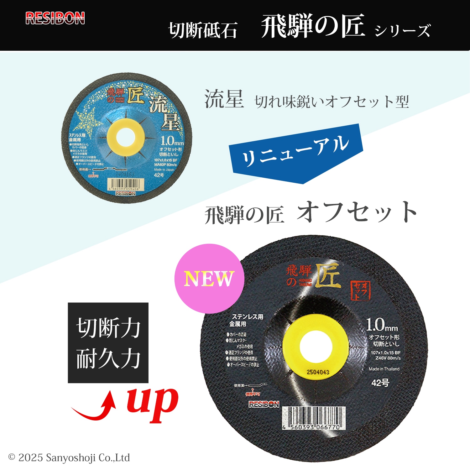 レヂボン 切断砥石 飛騨の匠 オフセット 外径 Φ107mm 厚さ 1.0mm お得な 200枚/大箱 日本レヂボン レジボン ( 直送 ) HTOF10710-Z46V ( 代引き不可 )