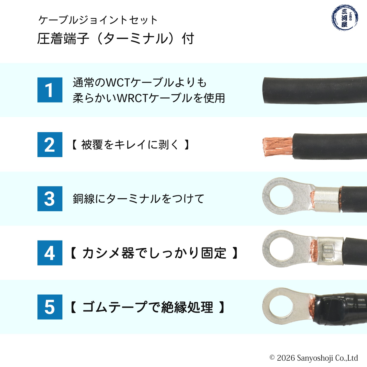ケーブルジョイントセット（WRCT 22SQ 0.3m + 圧着端子 22-10 +