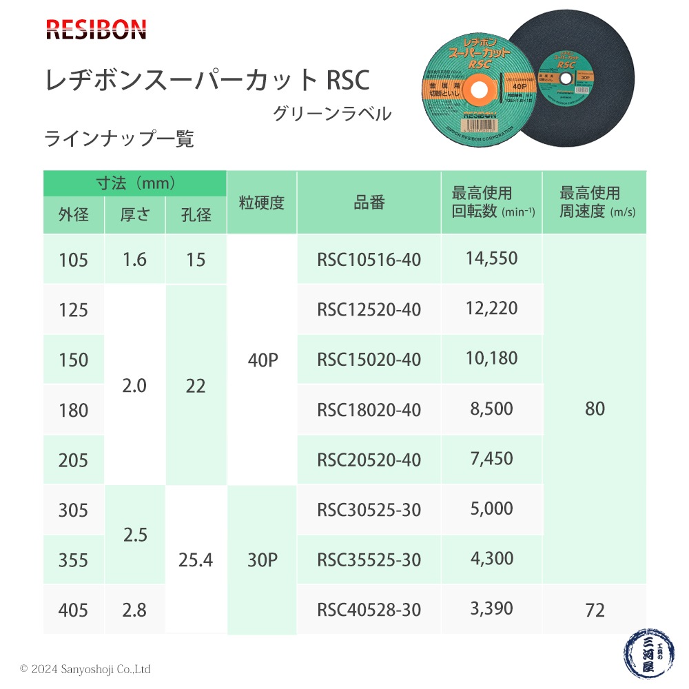 日本 レヂボン ( レジボン ) 切断砥石 スーパーカット RSC 355x2.5x25.4 30P 10枚/箱 ( 直送 ) RSC35525-30 ( 代引き不可 )