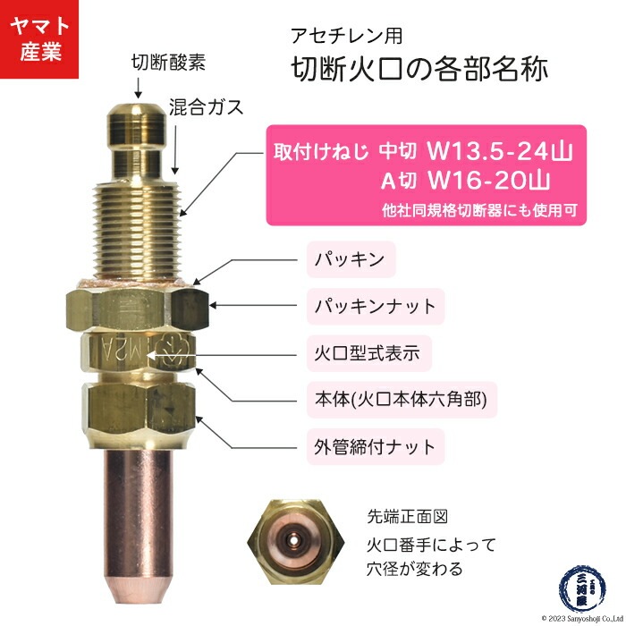 ヤマト産業 アセチレン 用 A型切断器 ( A切 ) 火口 No.2 1本 型式 A2A