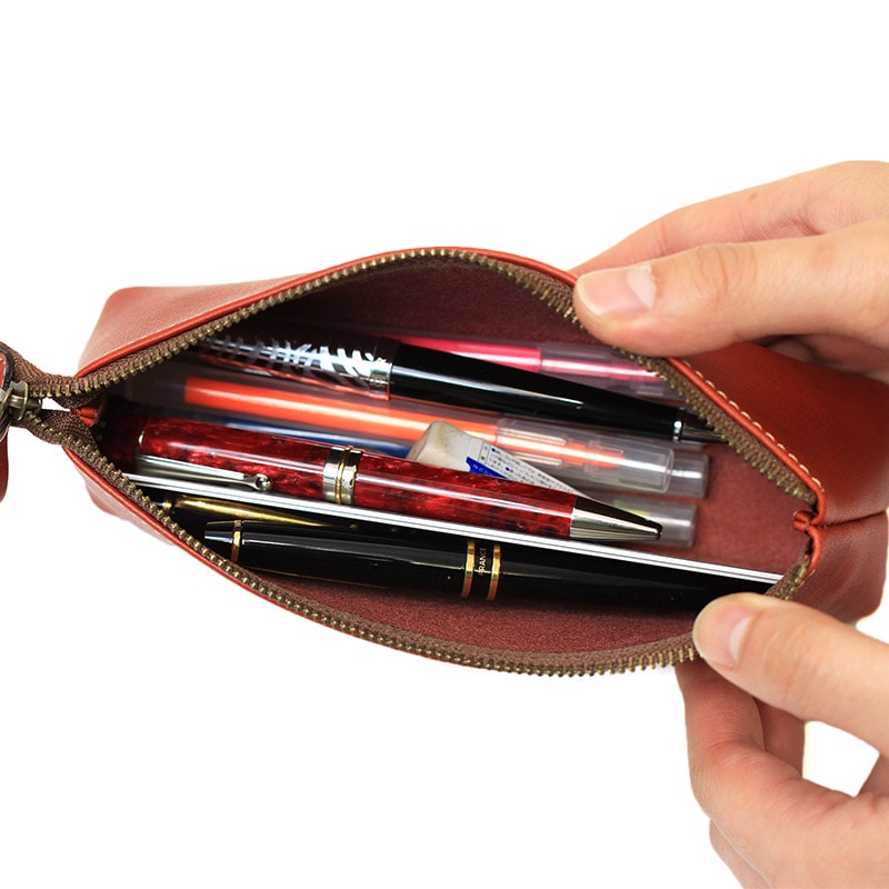 【送料無料 名入れ不可】 札幌革職人館 三角ペンケース