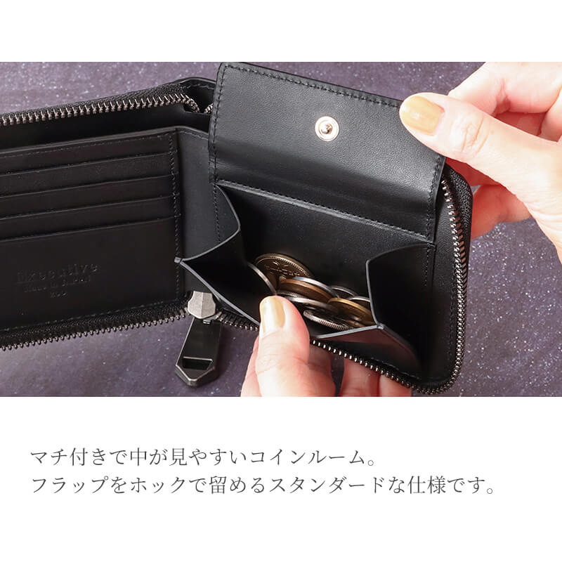 【送料無料 名入れ不可】 ZOO スモールクロコダイル革 二つ折りラウンドファスナー財布 ポロサス zbf-033