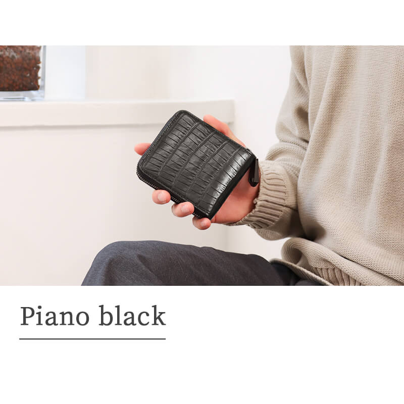 【送料無料 名入れ不可】 ZOO スモールクロコダイル革 二つ折りラウンドファスナー財布 ポロサス zbf-033