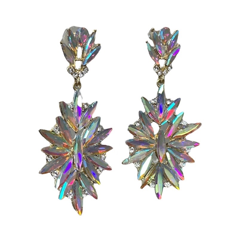 ひし形ビジュー オーロラ ピアス