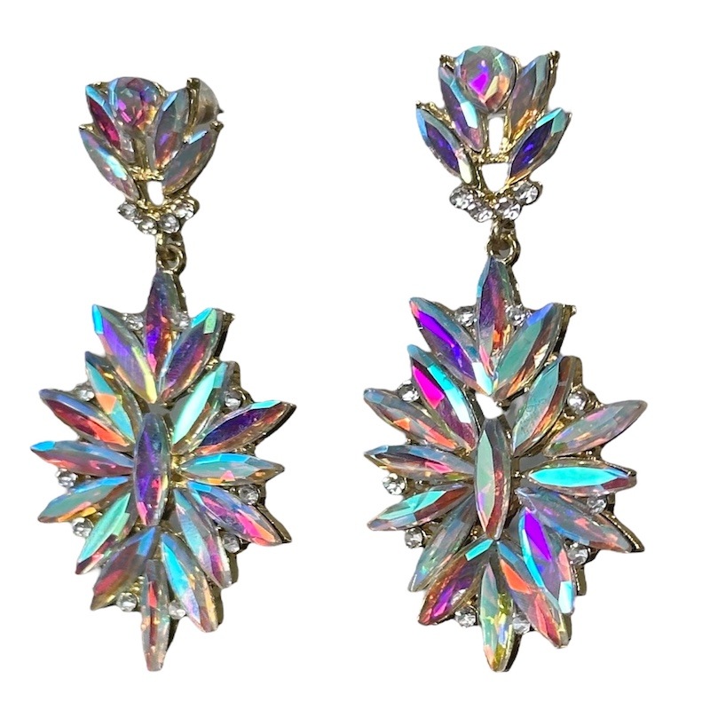 ひし形ビジュー オーロラ ピアス