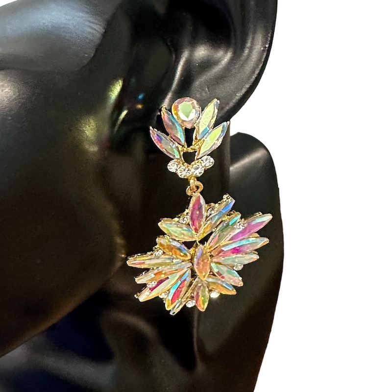 ひし形ビジュー オーロラ ピアス