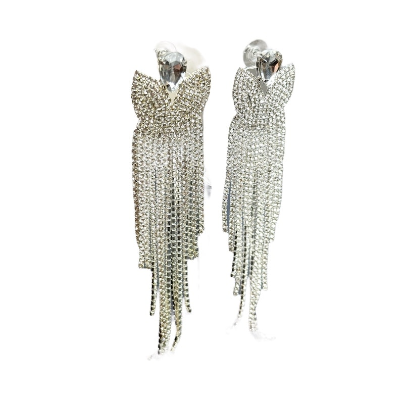 リーフ＆ドロップ ロング シルバー ピアス