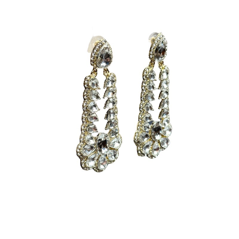 花型×しずく ロング ゴールド ピアス