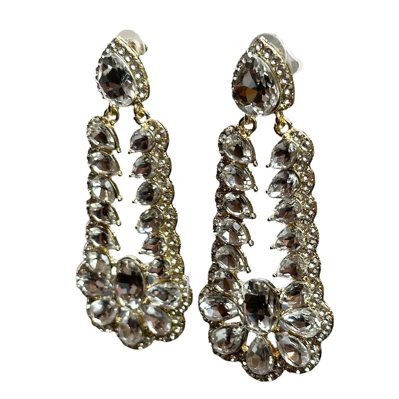 花型×しずく ロング ゴールド ピアス