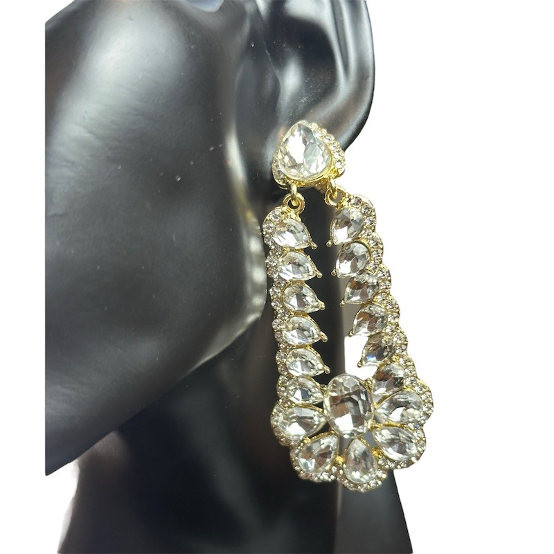 花型×しずく ロング ゴールド ピアス